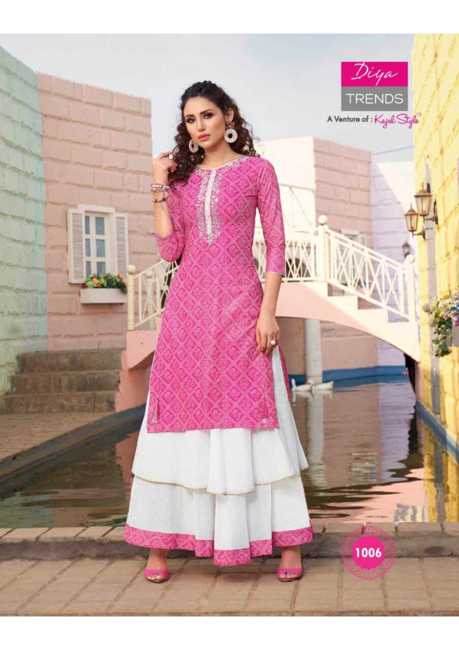 Diya Florence Vol-1 Rayon Cotton Kurti Supplier Diya Florence Vol-1 Rayon Cotton Kurti Supplier